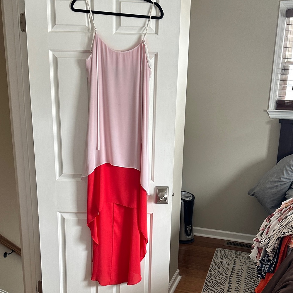 Elegant White and Orange Layered Dress